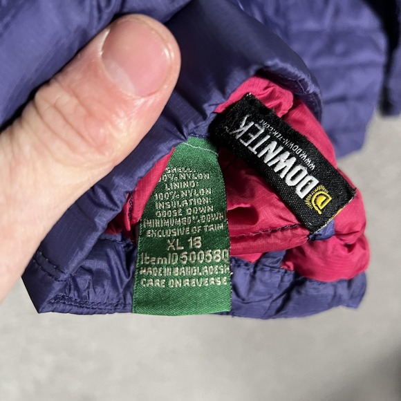 L.L.Bean Jacket Girls XL 18 Purple DownTek Double Up Puffer Lightweight Warm - Picture 8 of 9
